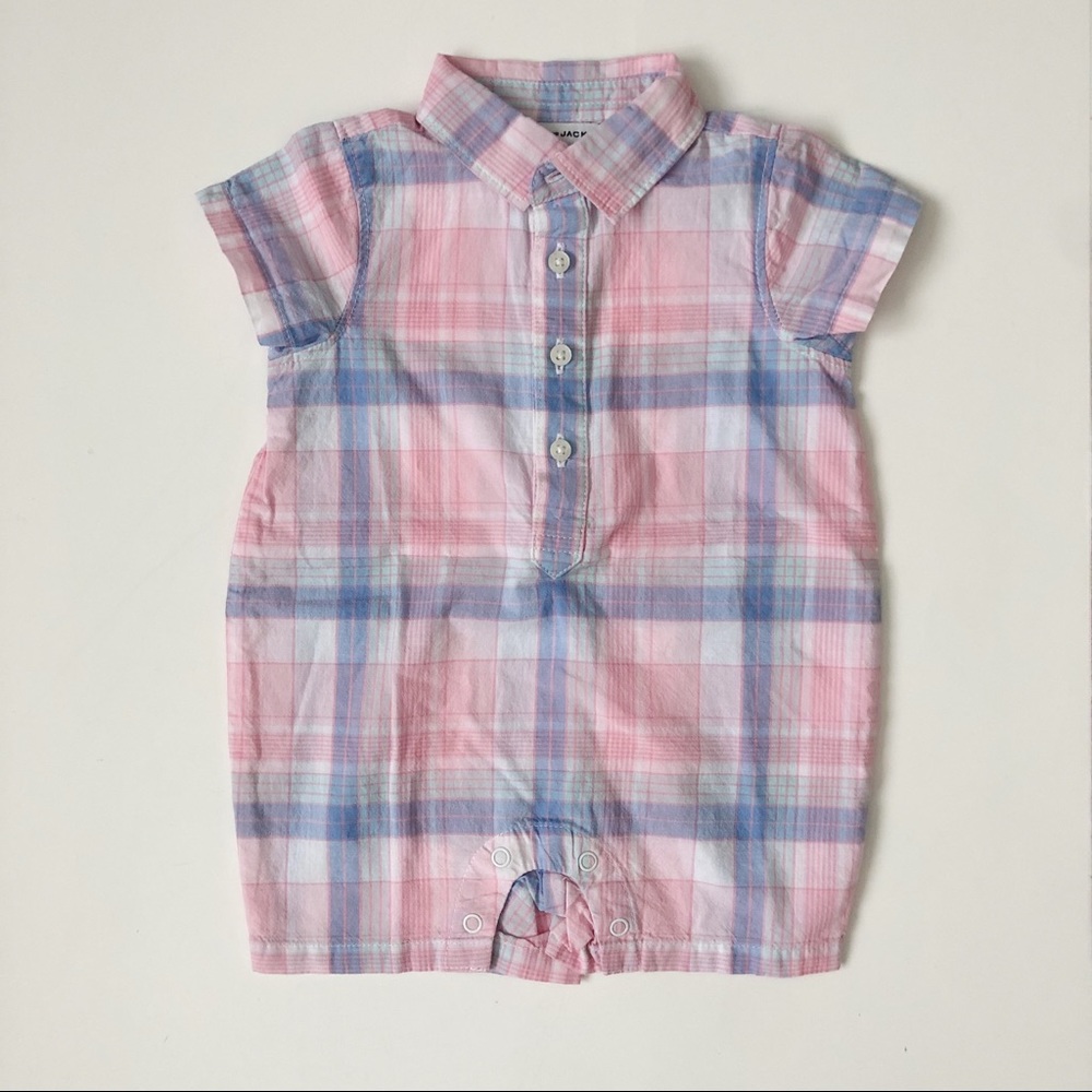 Janie & Jack Plaid Baby Boy Romper